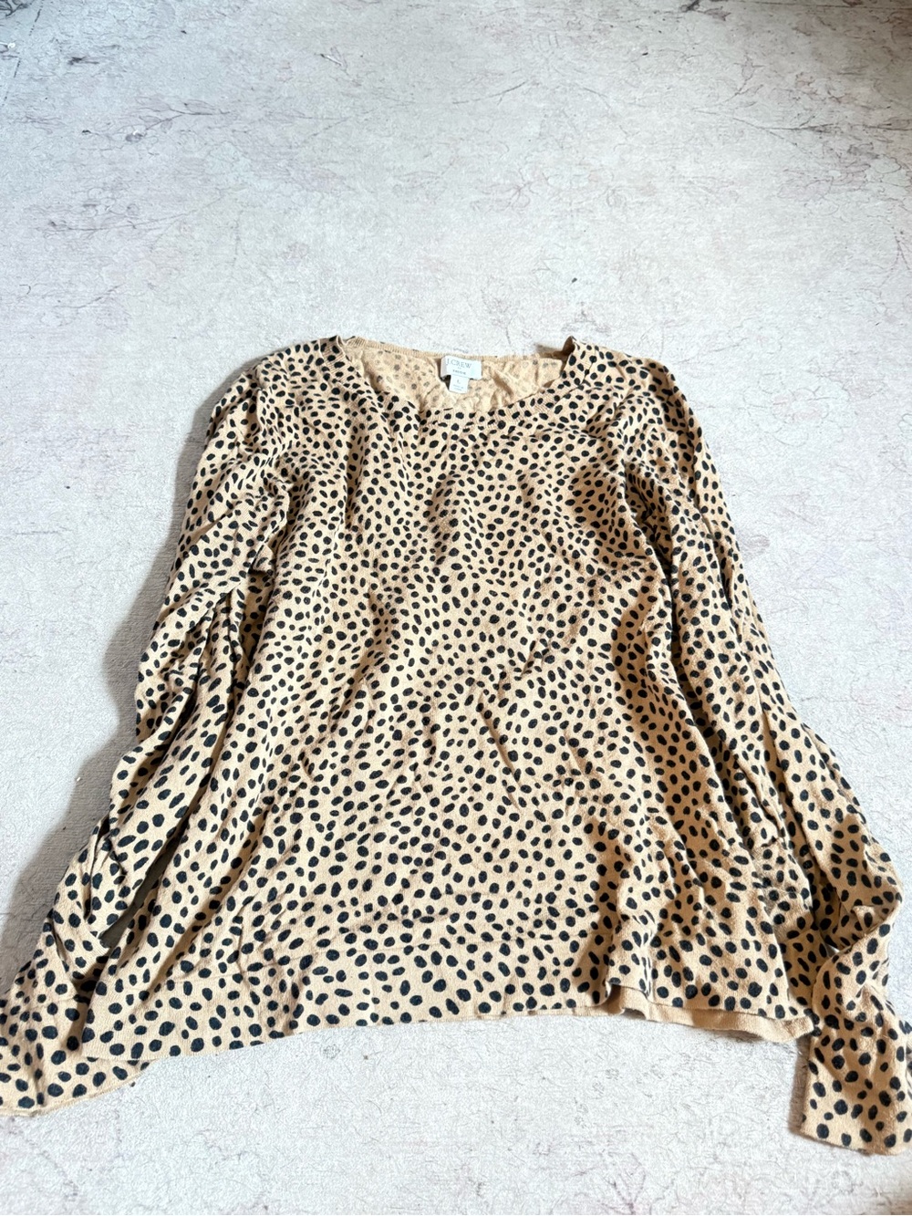 J. Crew Tan Leopard Print Long Sleeve Blouse